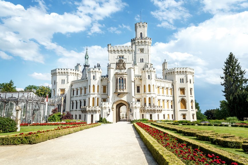 Famous white castle Hluboka nad Vltavou
